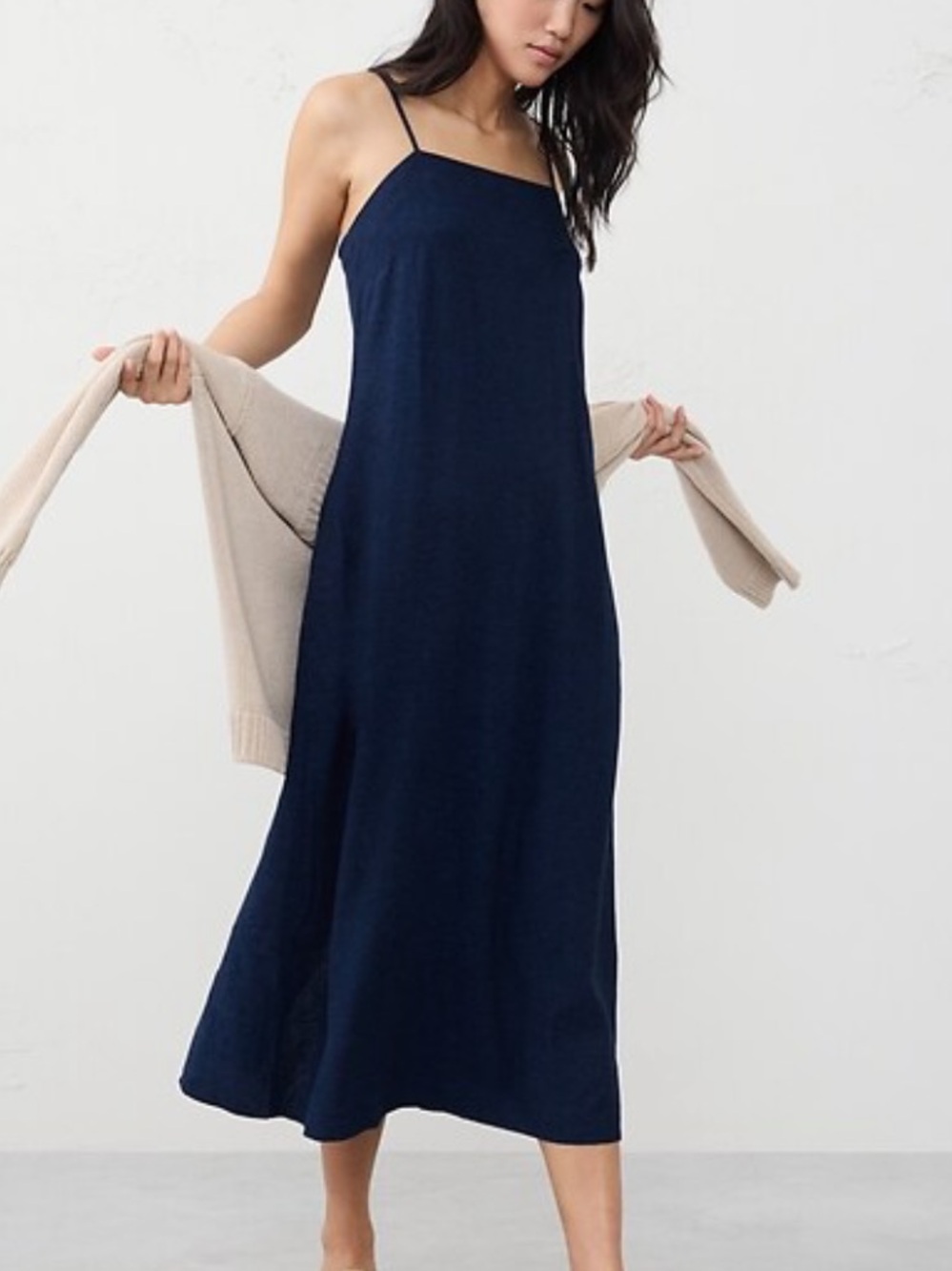 Banana Republic Factory Navy Spaghetti Strap Midi Slip Dress